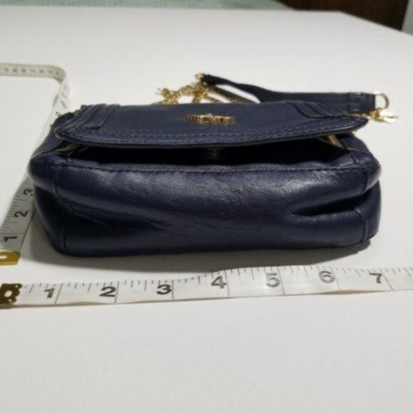 Pour la Victoire navy blue gold chain Alsace crossbody purse and dust bag - Picture 5 of 8